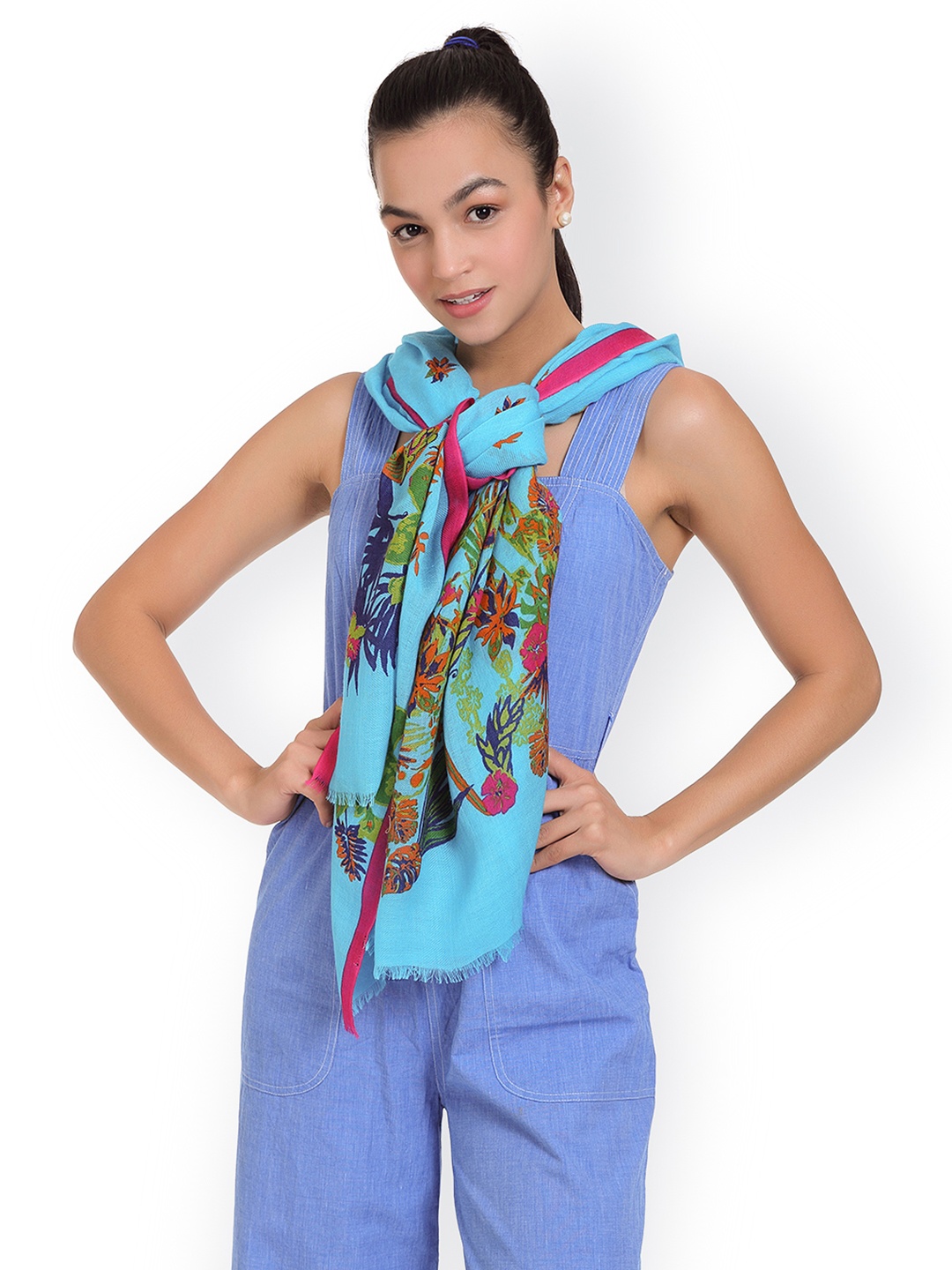 

SHINGORA Women Blue Printed Stole