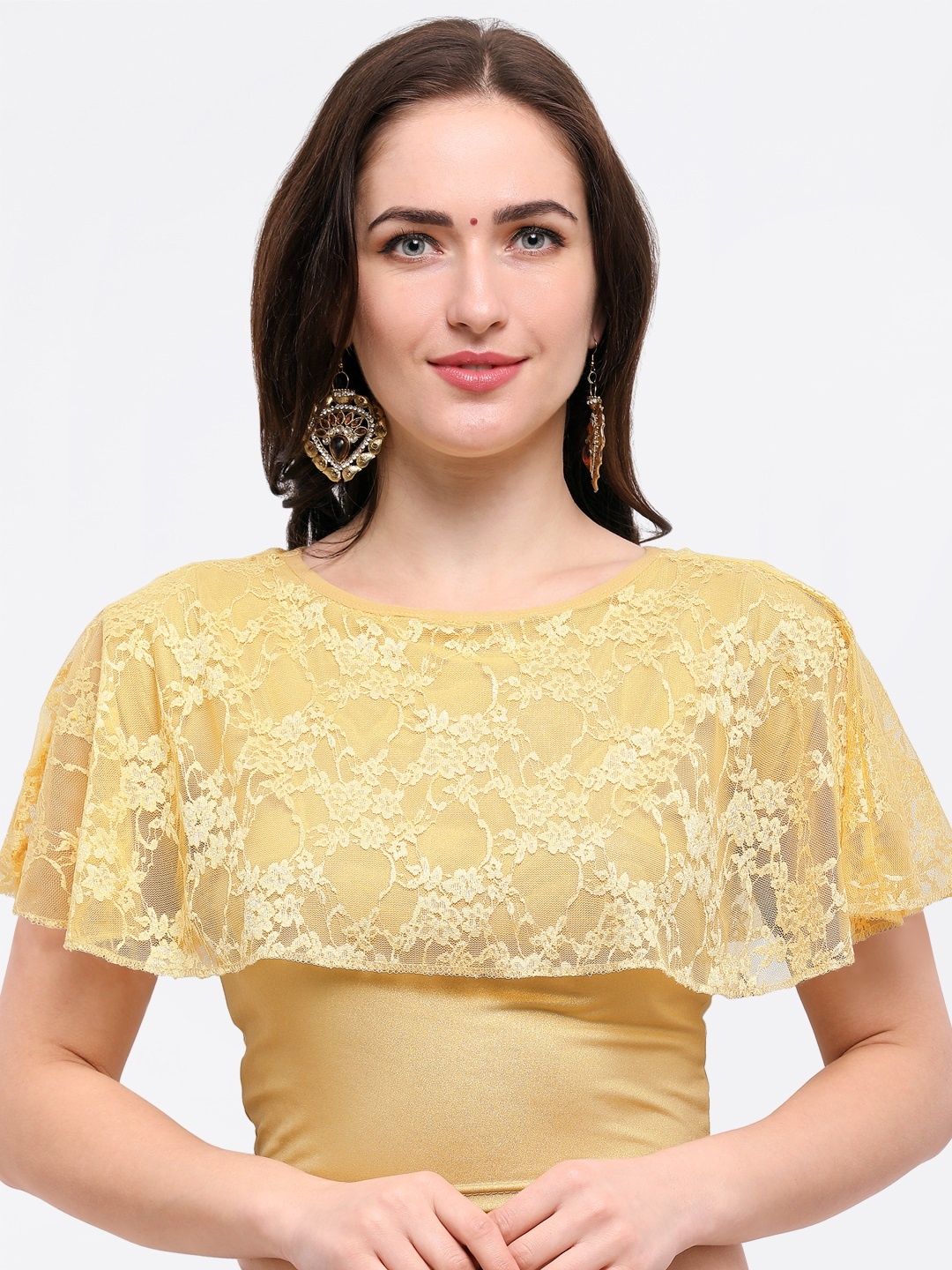 

Janasya Women Cold-Toned Woven Design Party Saree Blouse, Gold