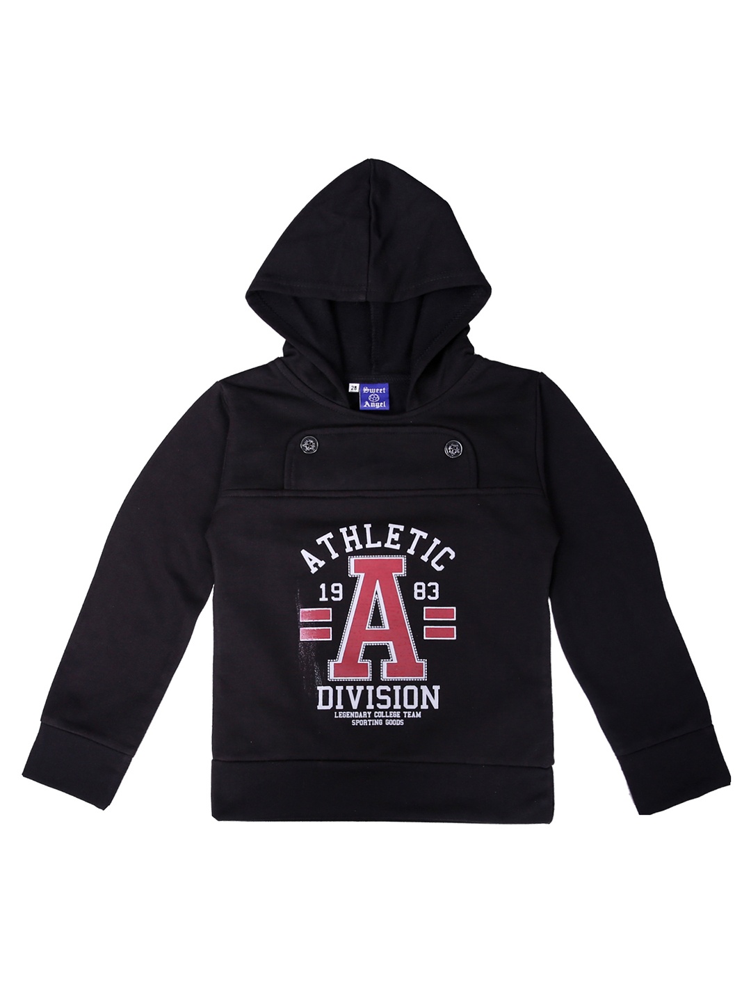 

SWEET ANGEL Unisex Black & Pink Printed Hooded Sweatshirt