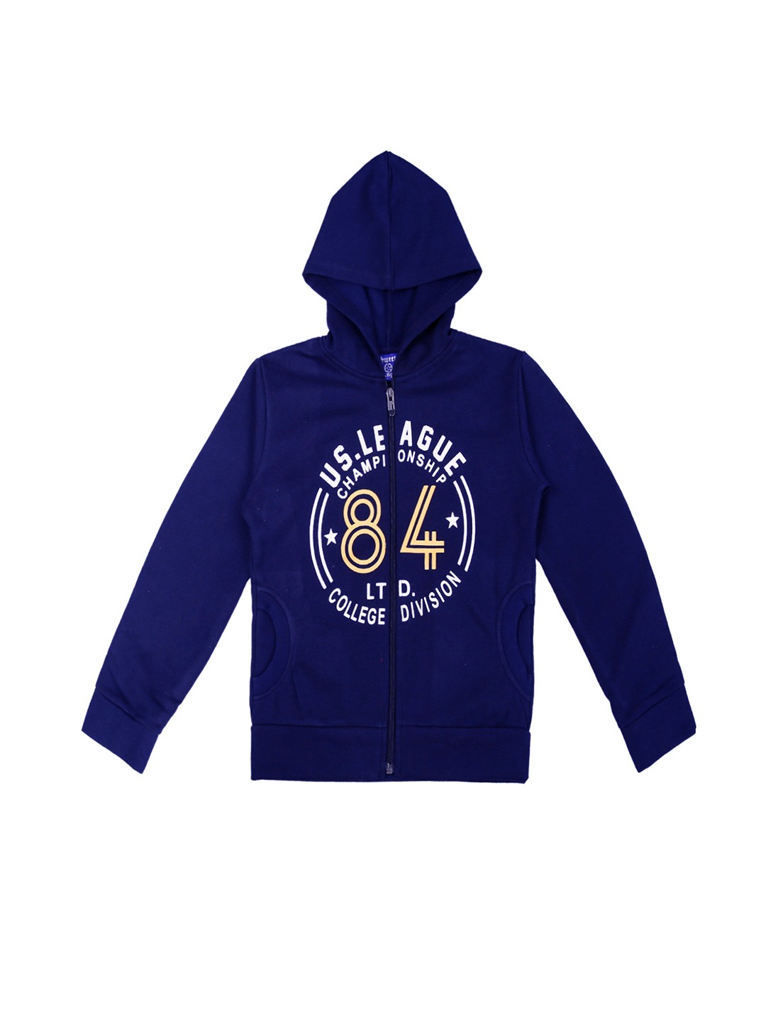 

SWEET ANGEL Unisex Blue & Yellow Printed Hooded Sweatshirt