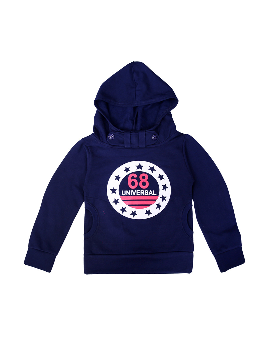 

SWEET ANGEL Unisex Navy Blue & Pink Printed Hooded Sweatshirt