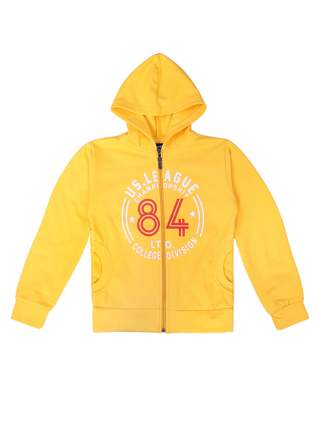 

SWEET ANGEL Kids Yellow Printed Hooded Sweatshirt