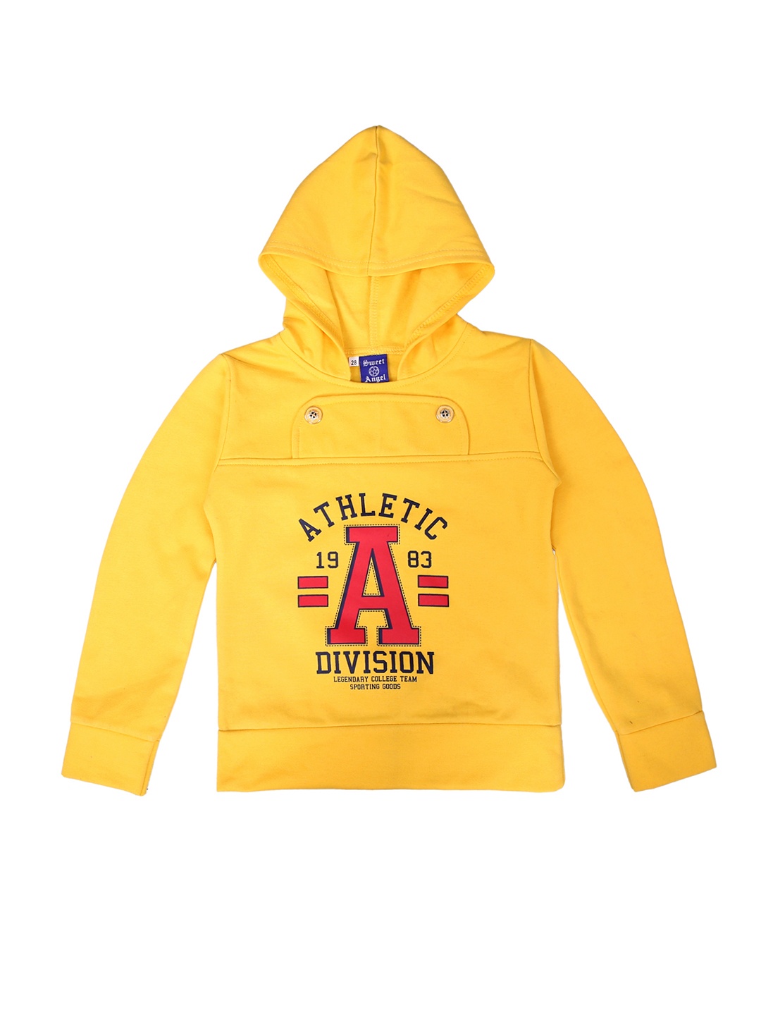 

SWEET ANGEL Kids Yellow Printed Hooded Sweatshirt