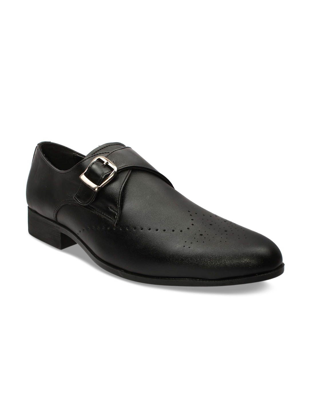 

San Frissco Men Black Solid Monk Shoes