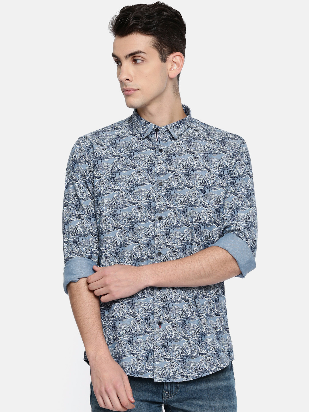 

Blackberrys Men Blue Slim Fit Printed Casual Shirt