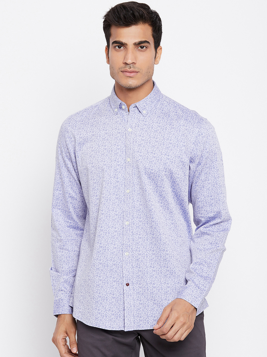 

Blackberrys Men Blue Slim Fit Self Design Casual Shirt