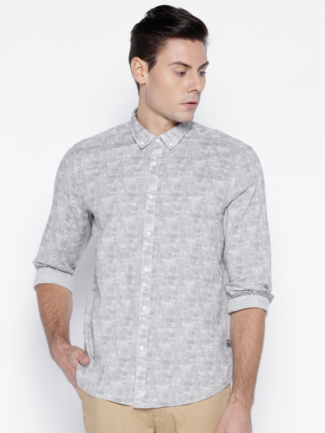 

Blackberrys Men Grey Slim Fit Printed Casual Shirt