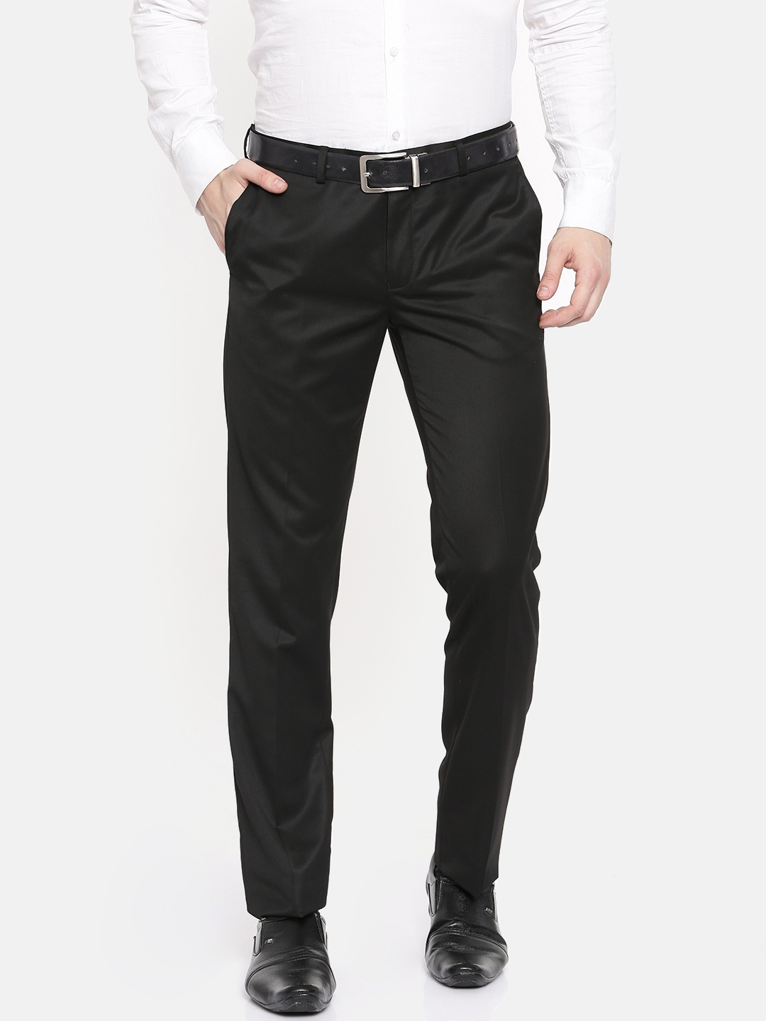 

Blackberrys Men Black B-95 Slim Fit Solid Formal Trousers