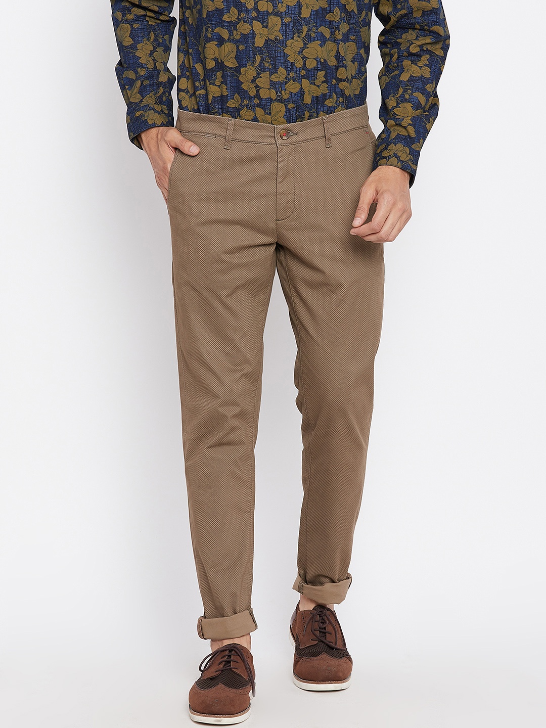 

Blackberrys Men Khaki Z91 Slim Fit Printed Chinos