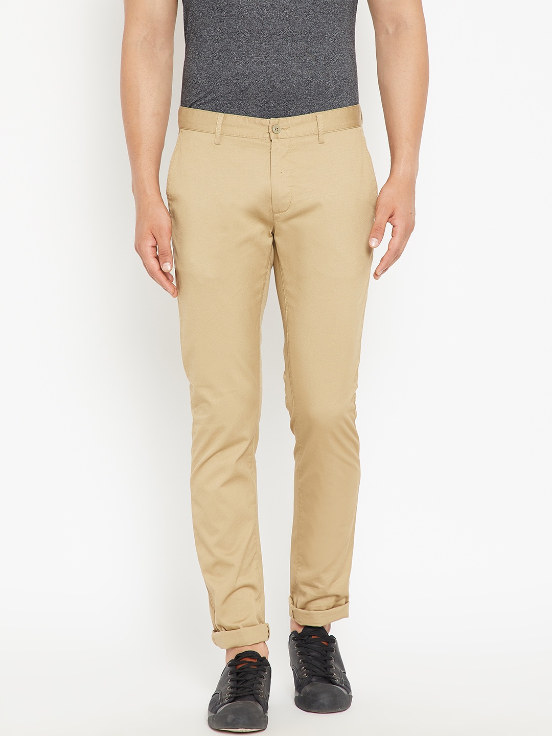 

Blackberrys Men Khaki Skinny Fit Solid Trousers