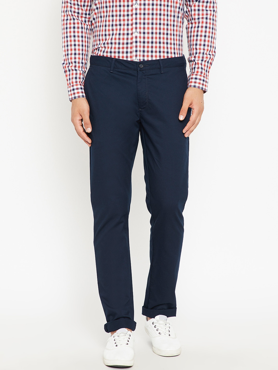 

Blackberrys Men Navy Blue B-95 Slim Fit Solid Regular Trousers