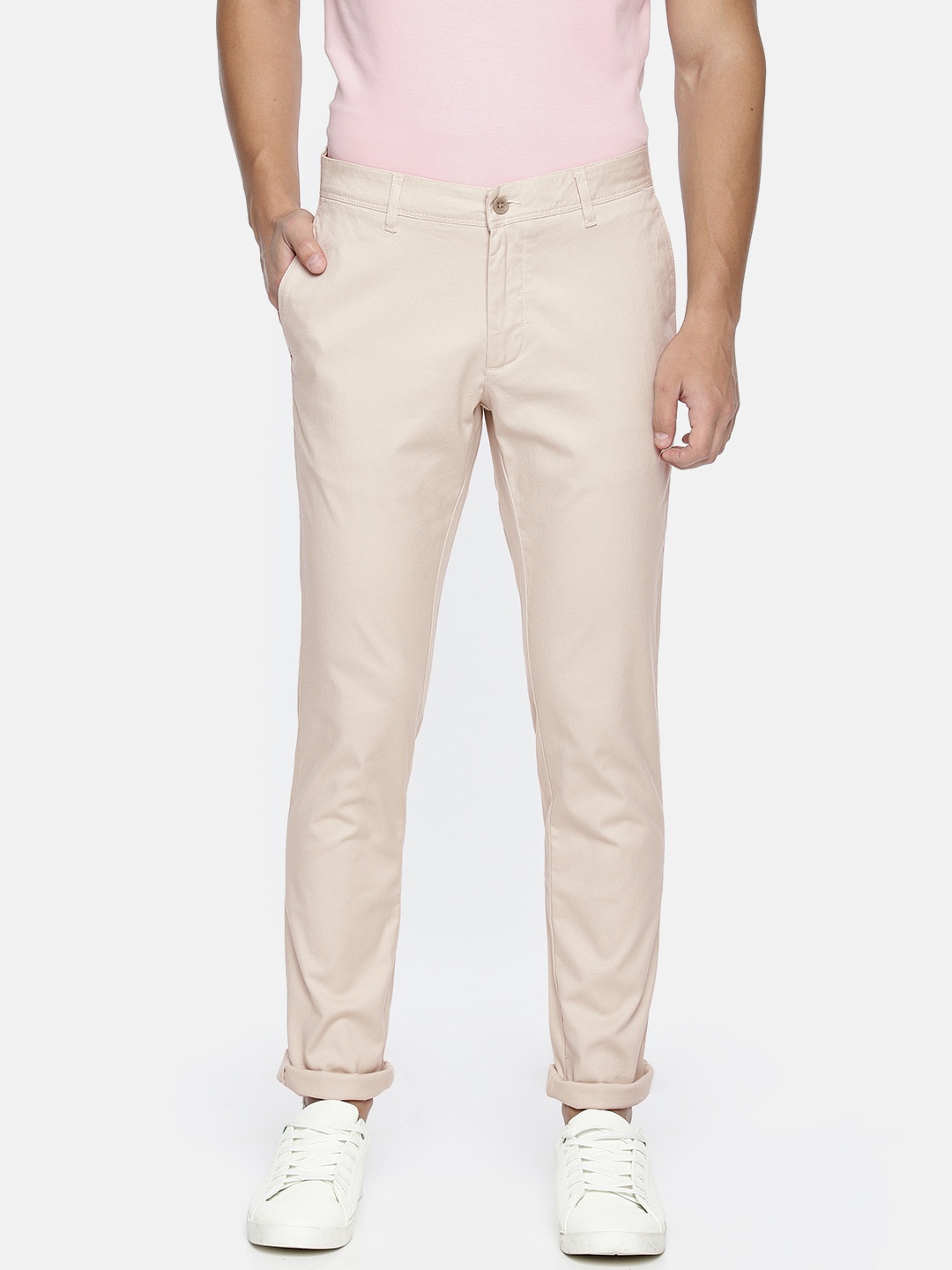 

Blackberrys Men Beige Sharp Slim Fit Solid Trousers