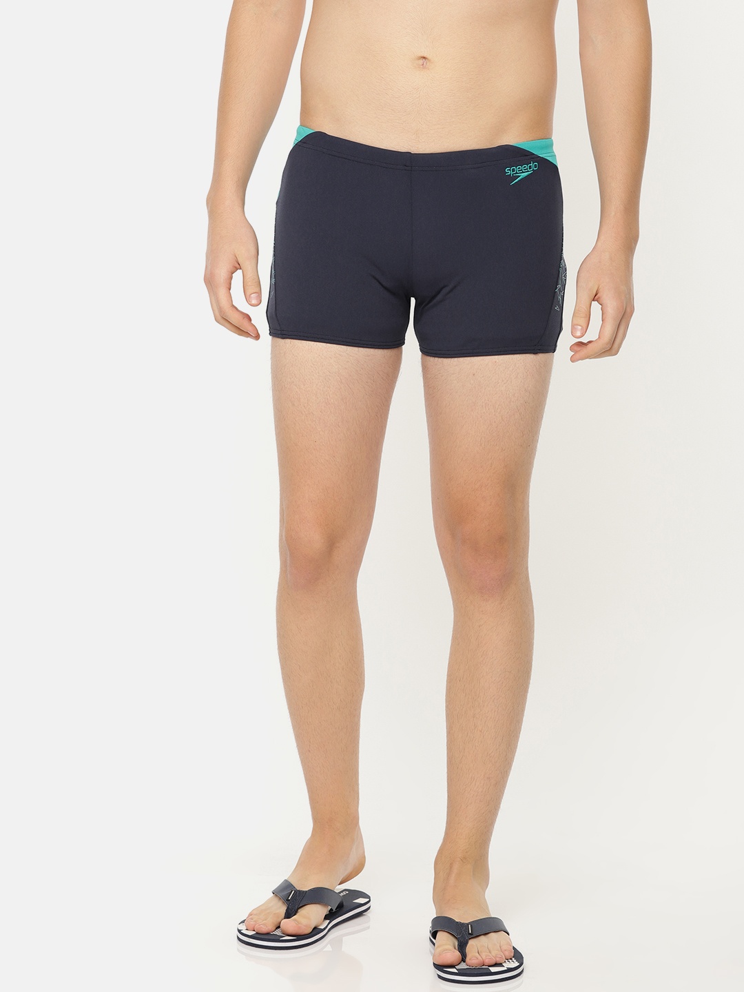 

Speedo Men Navy Blue Solid BOOM SPLICE Swim Shorts 810855B353