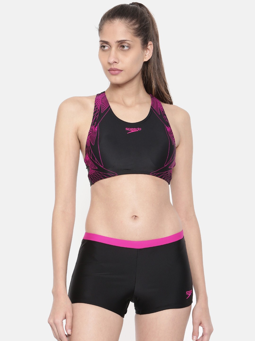 

Speedo Women Black & Pink Printed Swim Set 8FS370B344