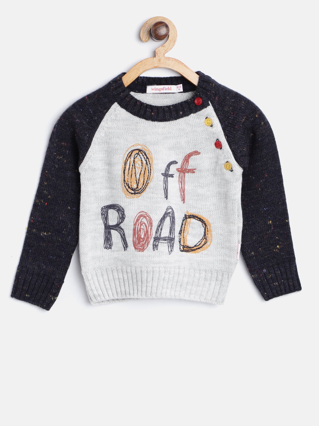

Wingsfield Boys Grey & Navy Printed Sweater