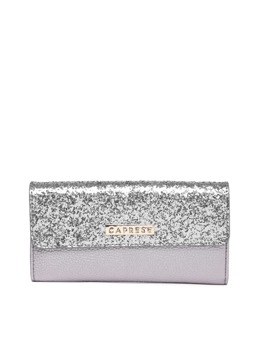 

Caprese Women Grey & Silver-Toned Textured Two Fold Wallet