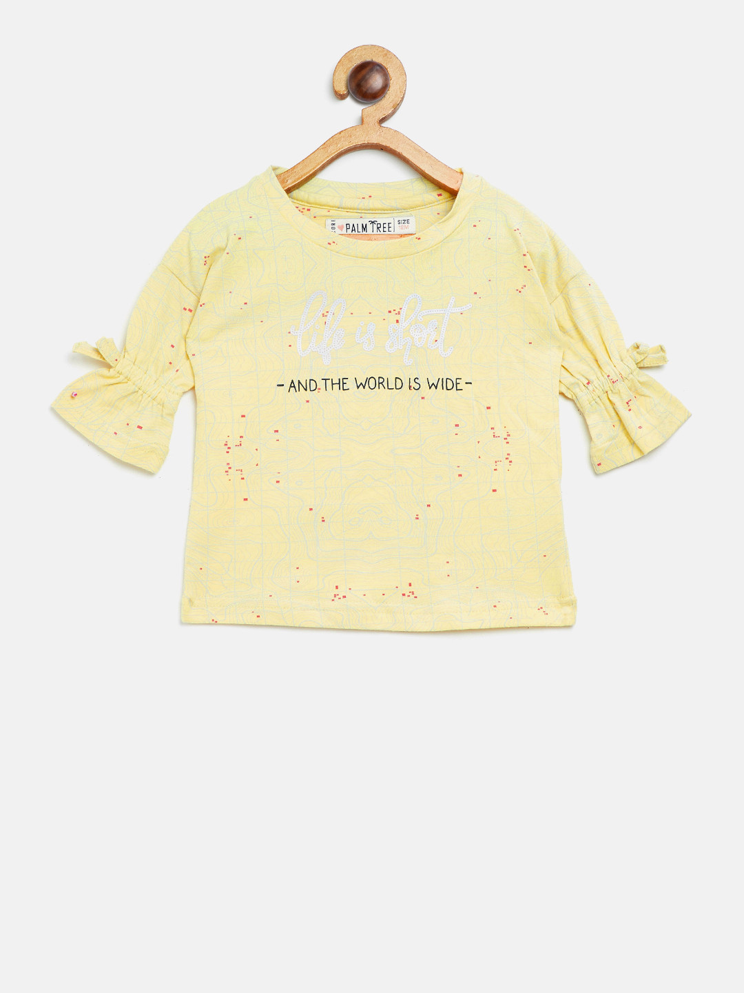 

Palm Tree Girls Yellow Printed Top