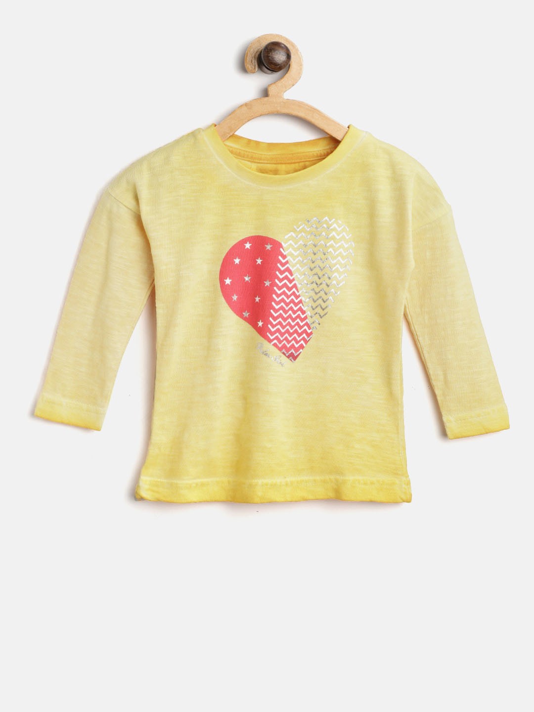 

Palm Tree Girls Yellow Printed Round Neck Pure Cotton T-shirt