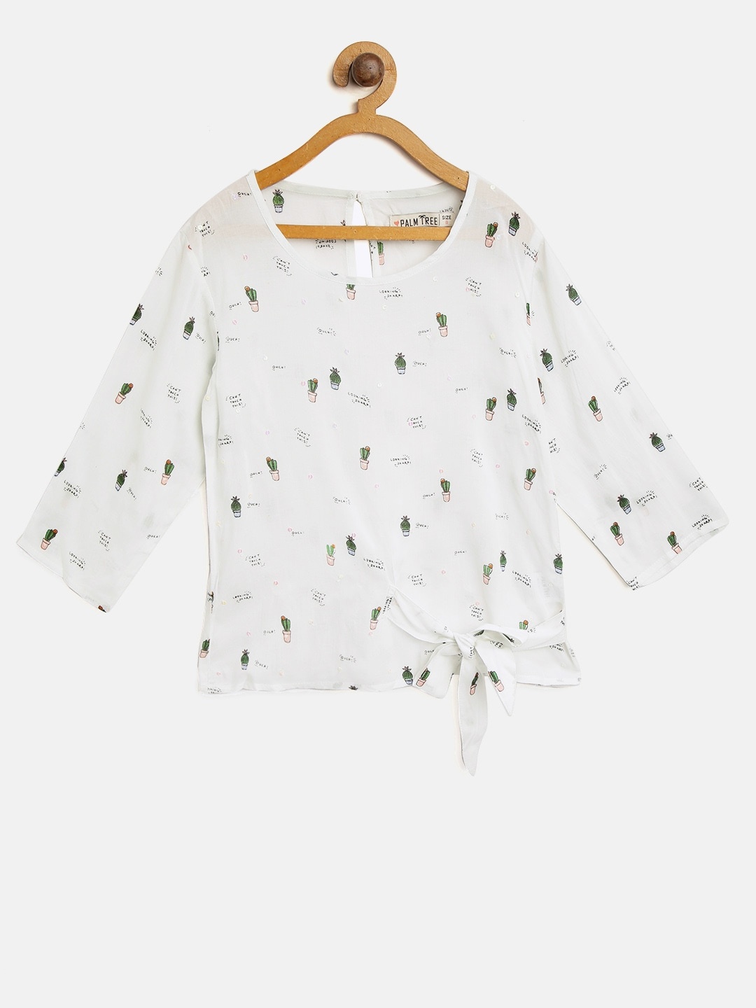 

Palm Tree Girls White & Green Printed Top