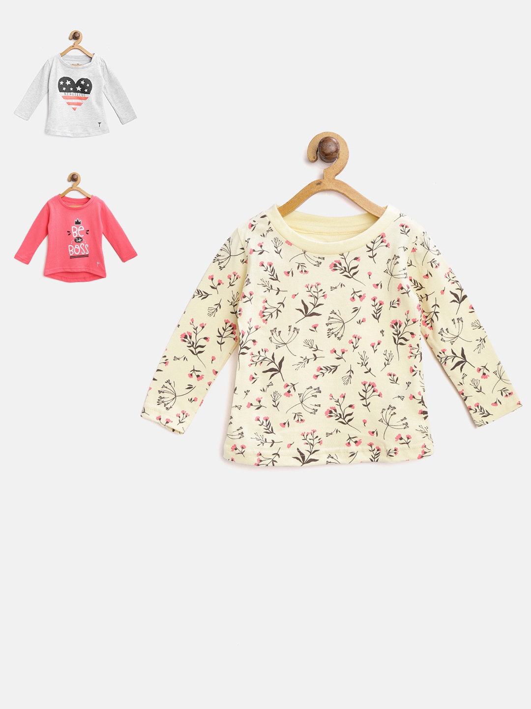 

Palm Tree Girls Pack of 3 Pure Cotton Tops, Yellow