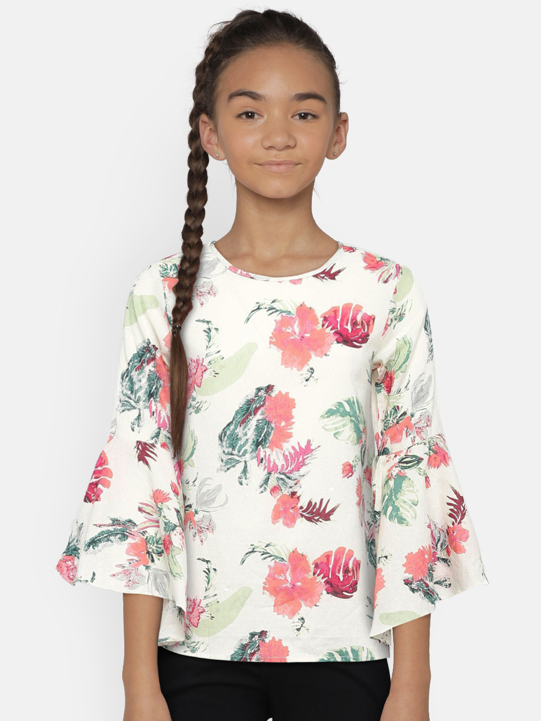 

Palm Tree Girls White Printed Pure Cotton Top