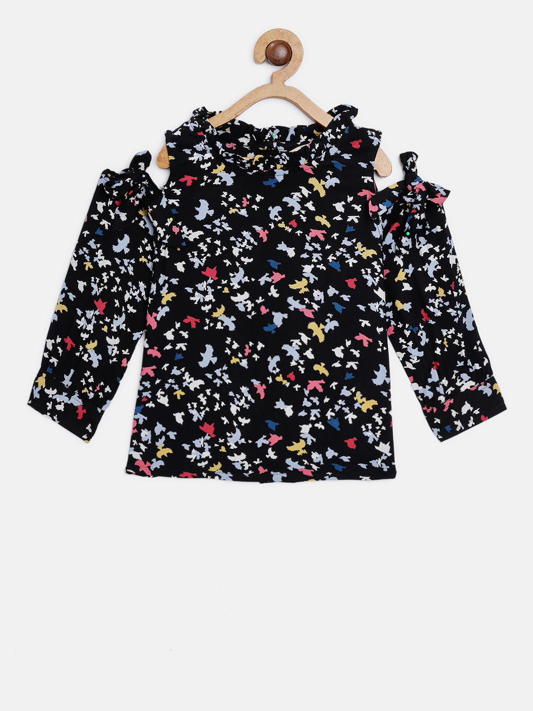 

Gini and Jony Girls Black Printed Shirt Style Top