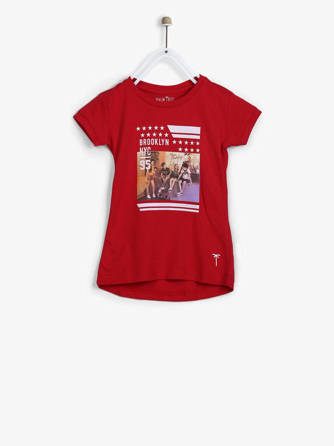 

Palm Tree Red Casual Pure Cotton Top