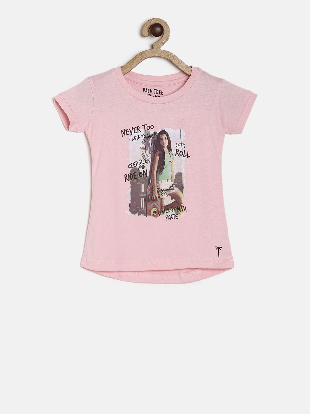 

Palm Tree Girls Pink Printed Round Neck T-shirt