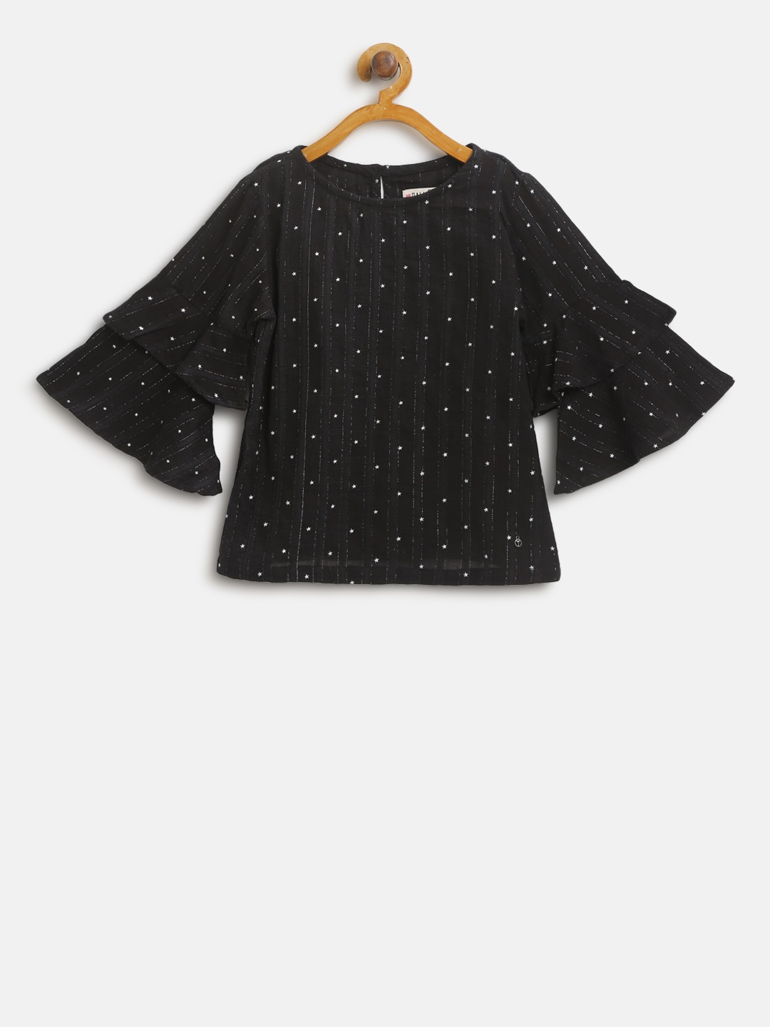 

Palm Tree Girls Black & Silver Printed Pure Cotton Top