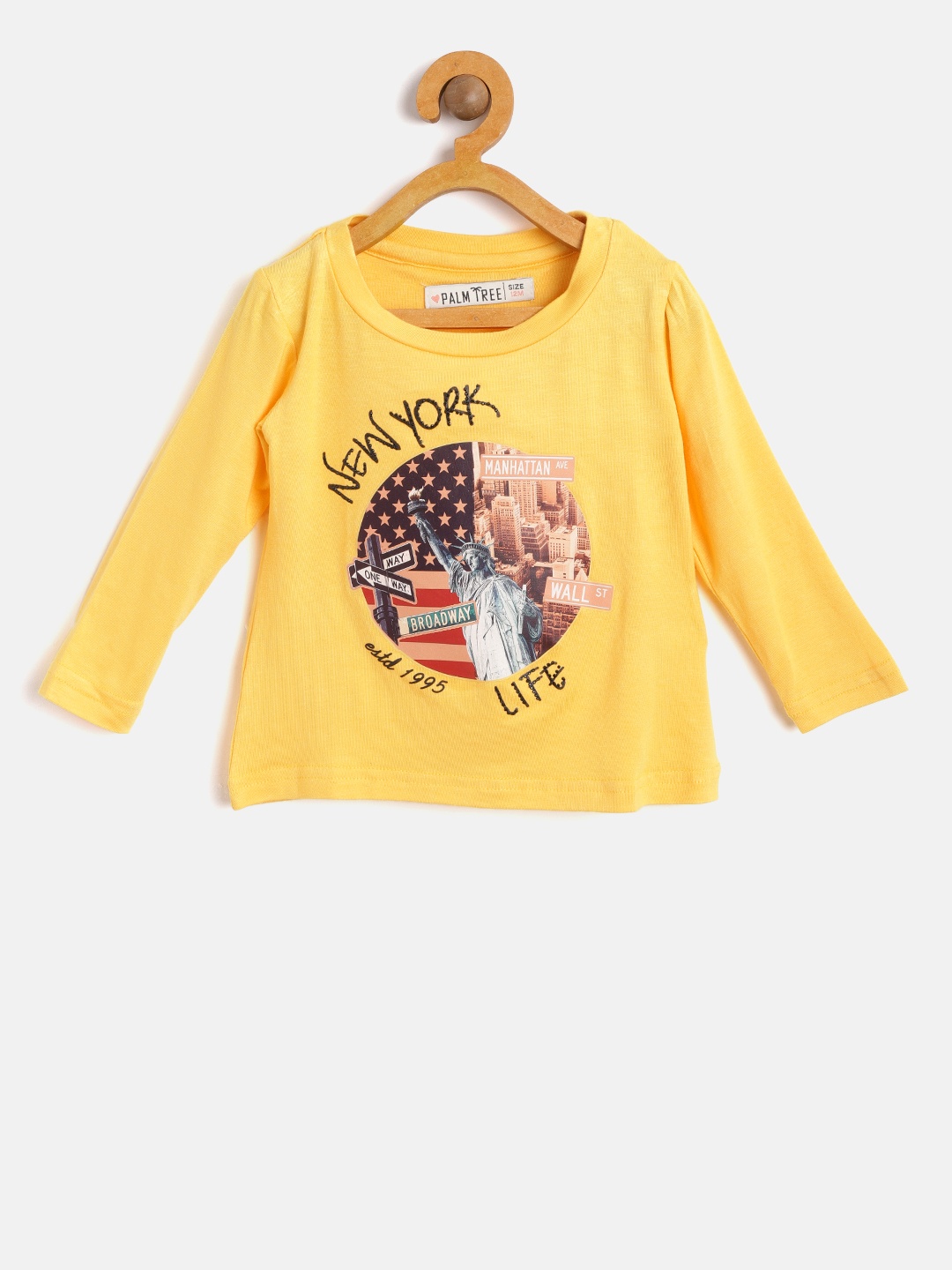 

Palm Tree Girls Yellow Printed Round Neck T-shirt