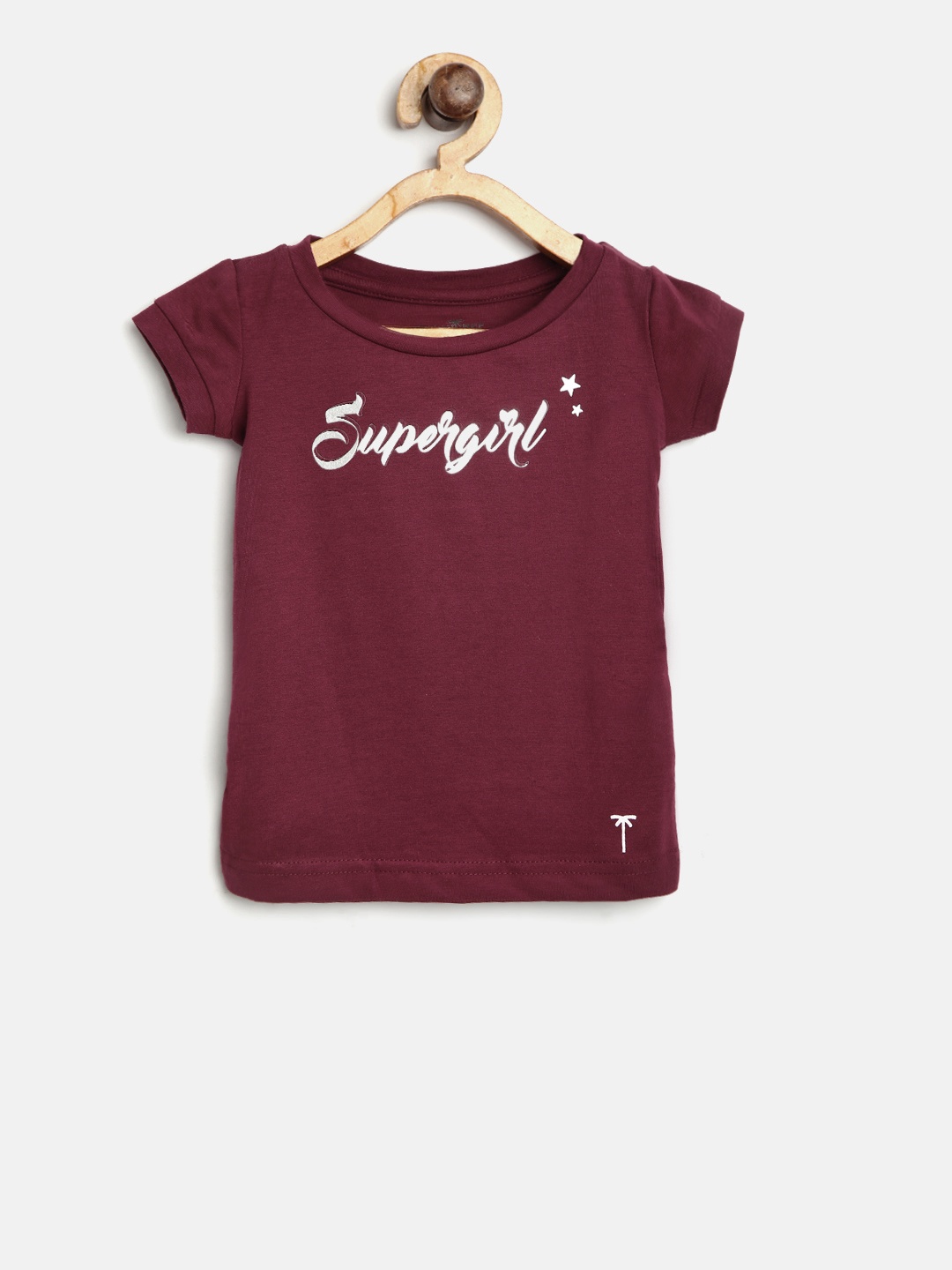 

Palm Tree Girls Burgundy Printed Round Neck T-shirt