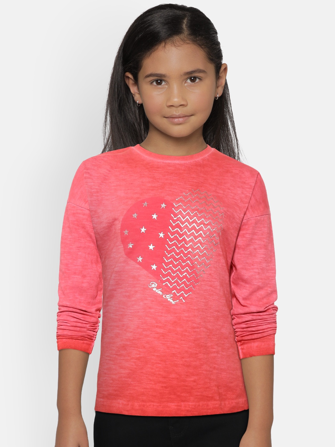 

Palm Tree Girls Pink Printed Round Neck T-shirt