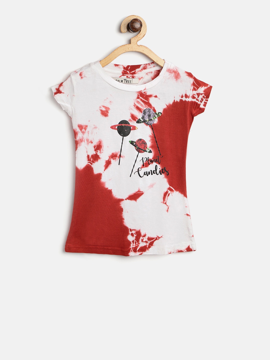 

Palm Tree Girls White & Red Tie & Dye Round Neck T-shirt