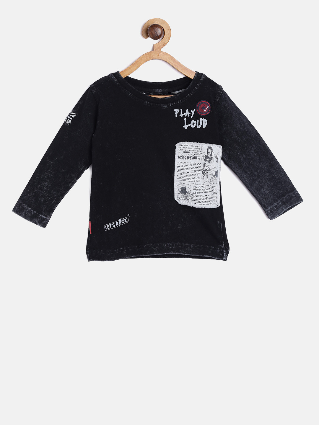 

Gini and Jony Boys Black Solid Round Neck T-shirt