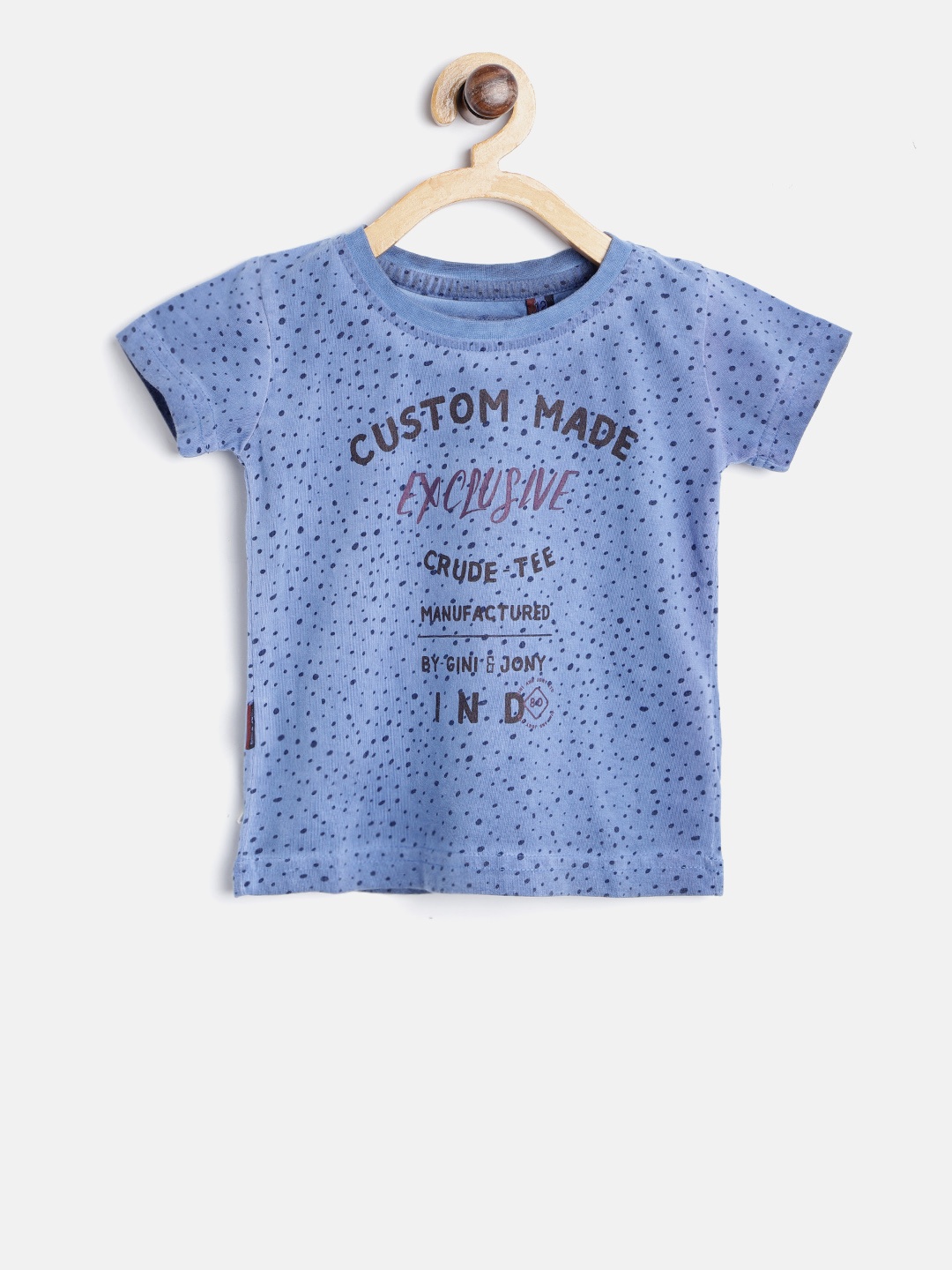 

Gini and Jony Boys Blue Printed Round Neck T-shirt