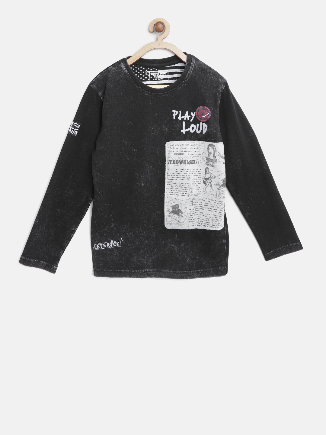 

Gini and Jony Boys Black Printed Round Neck T-shirt