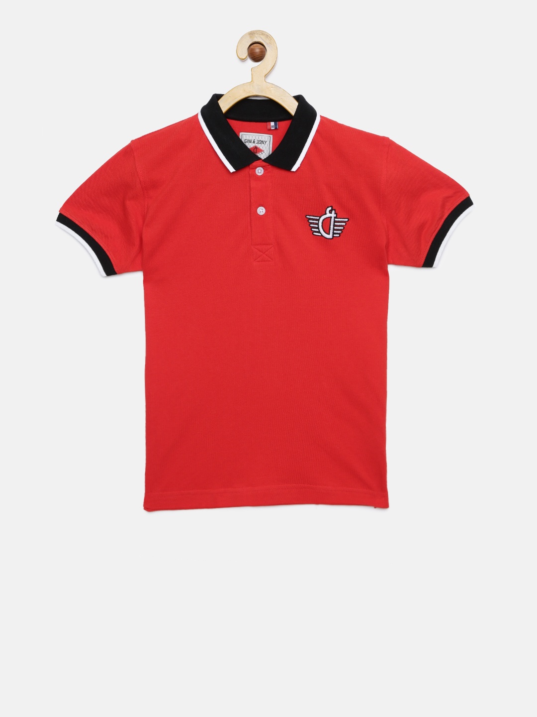 

Gini and Jony Boys Red Solid Polo Collar T-shirt