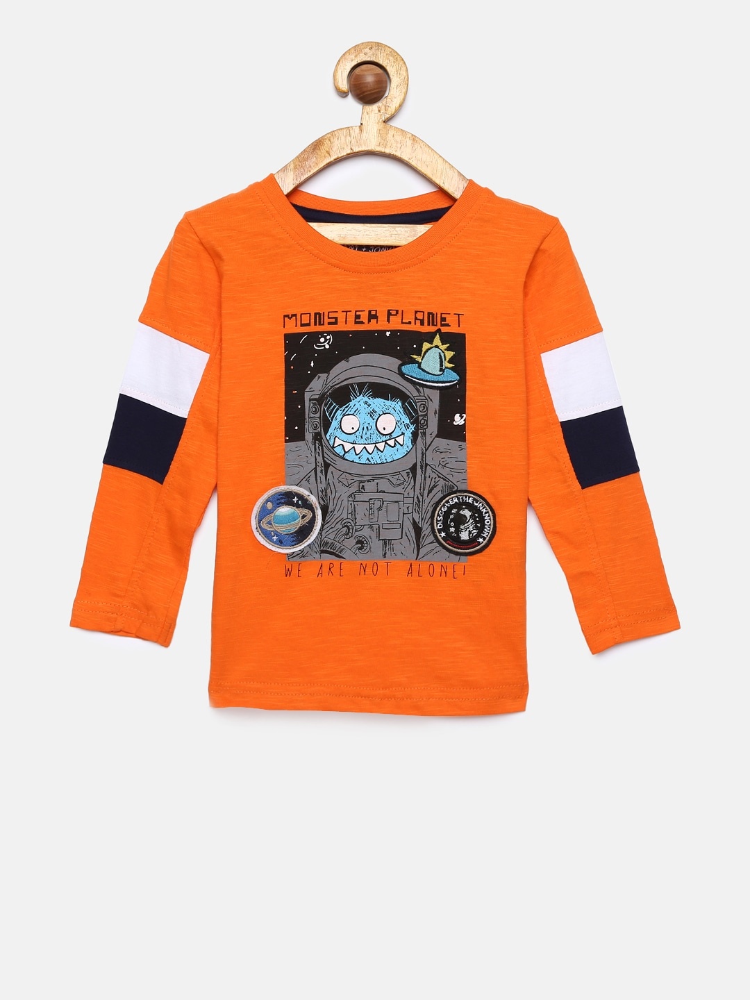 

Gini and Jony Boys Orange Printed Round Neck T-shirt