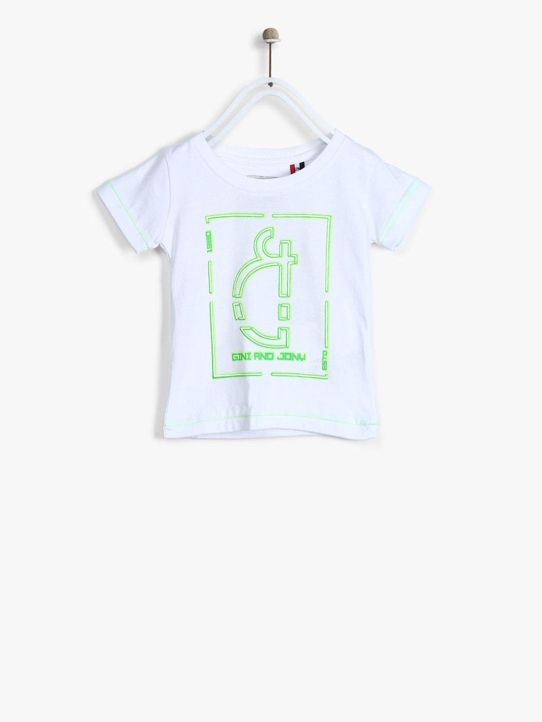 

Gini and Jony Boys White Printed Round Neck T-shirt