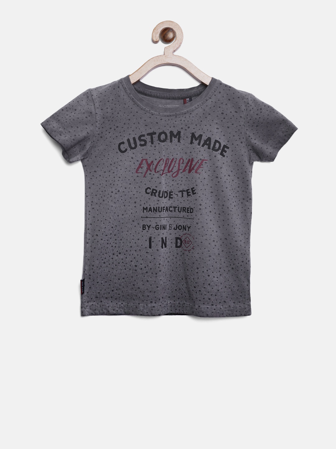 

Gini and Jony Boys Charcoal Grey Printed T-shirt