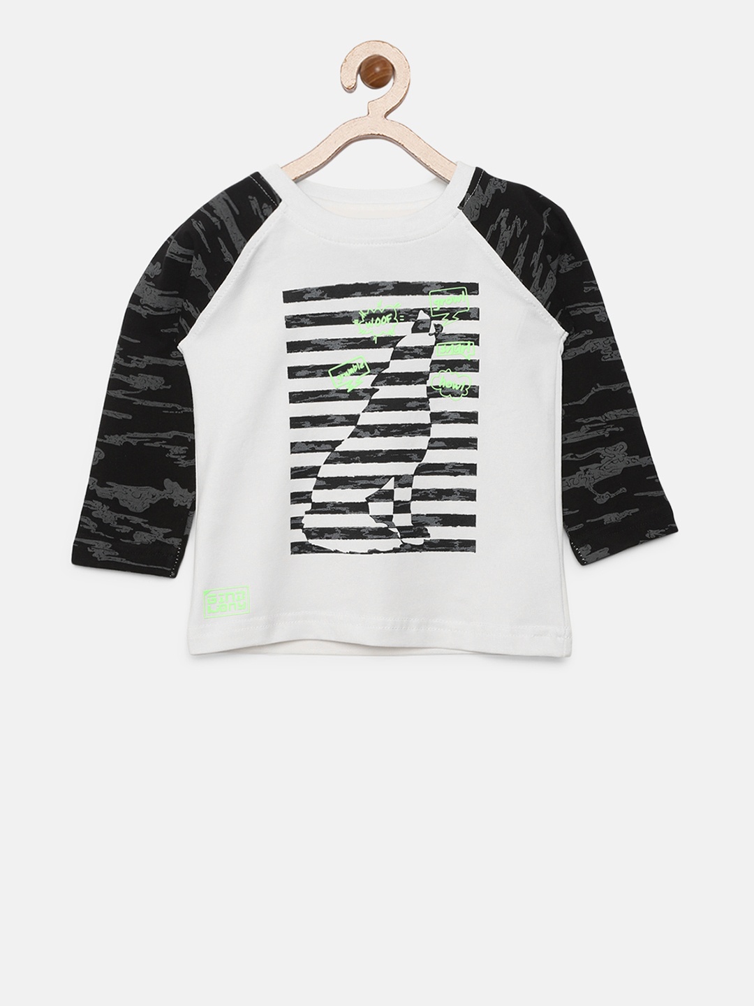 

Gini and Jony Boys White & Black Printed Round Neck T-shirt