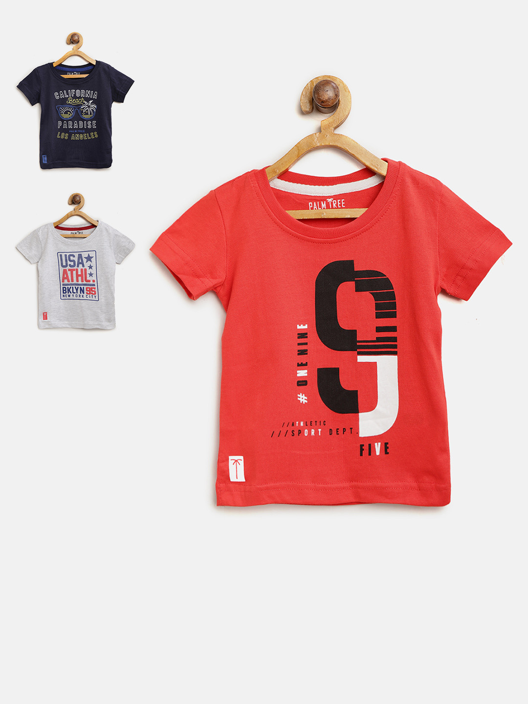 

Palm Tree Boys Pack of 3 Printed T-shirts, Red