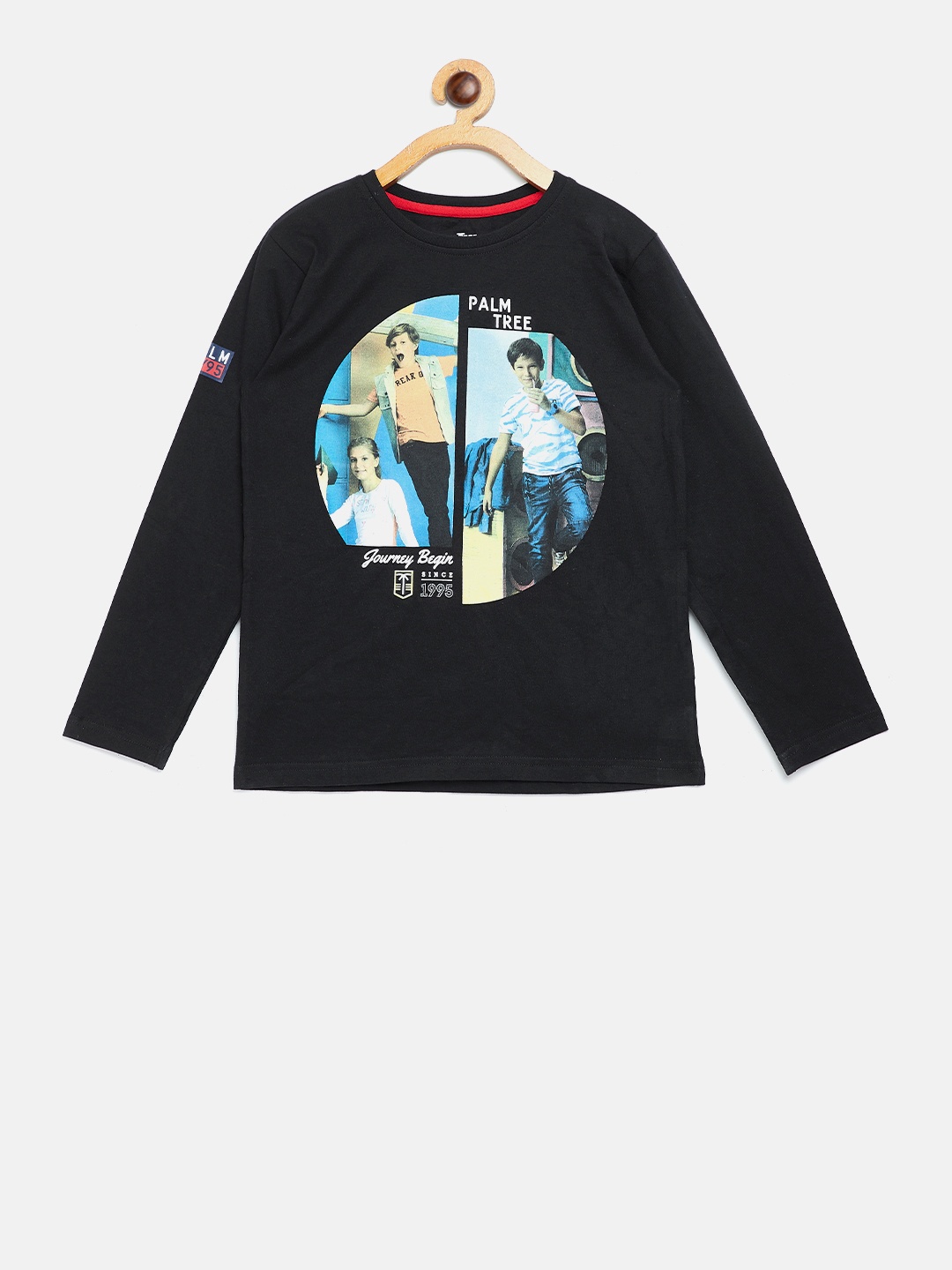 

Palm Tree Boys Black Printed Round Neck Pure Cotton T-shirt