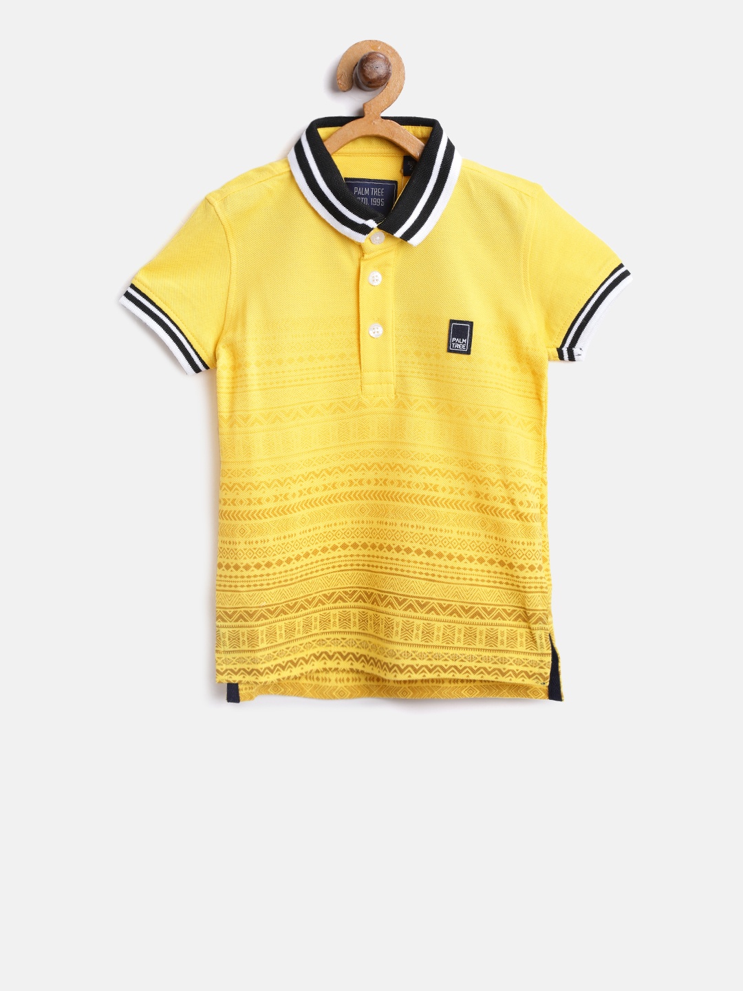 

Palm Tree Boys Yellow Printed Polo Collar T-shirt