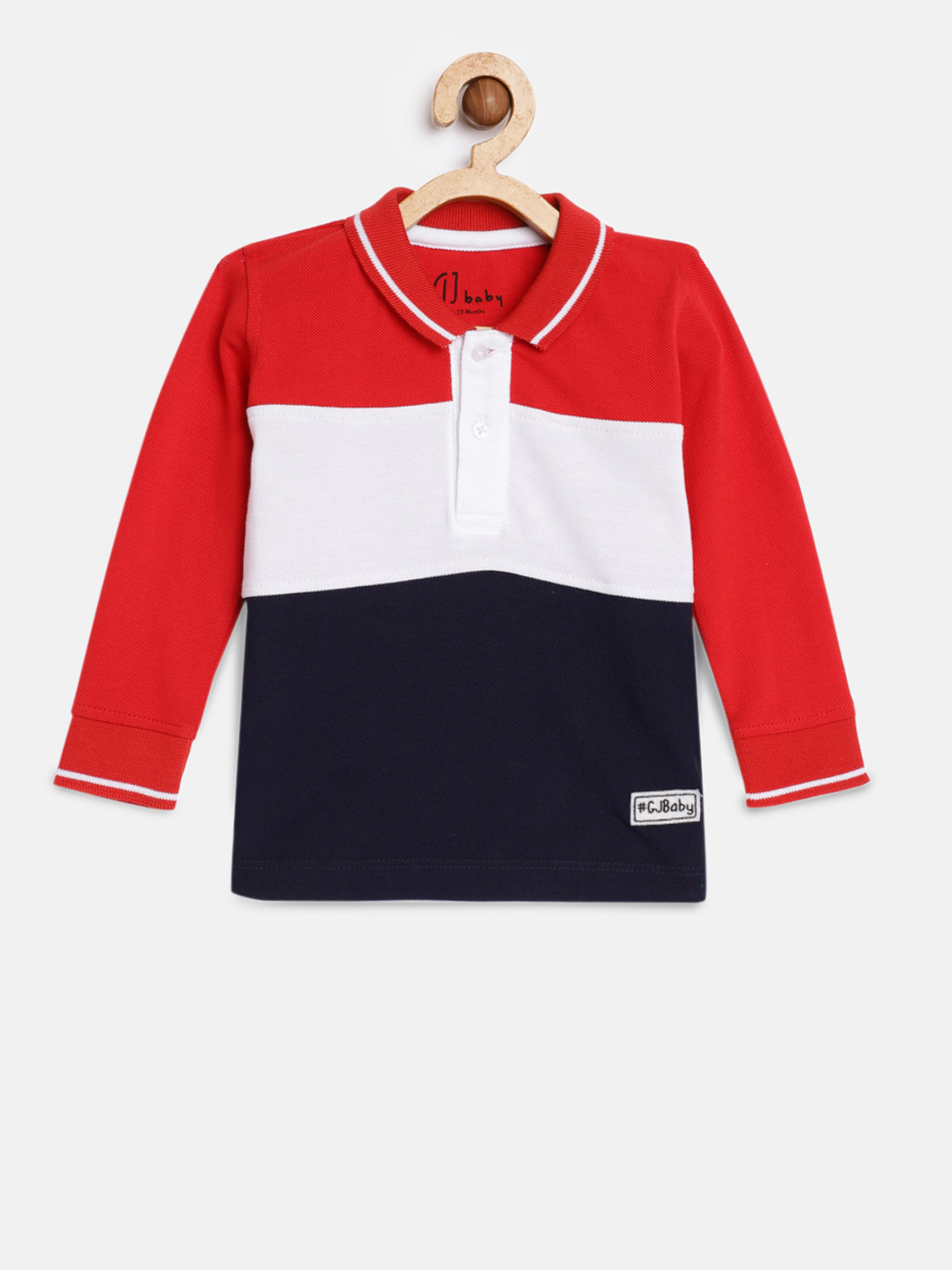 

Gini and Jony Boys Red & Navy Blue Colourblocked Polo Collar T-shirt