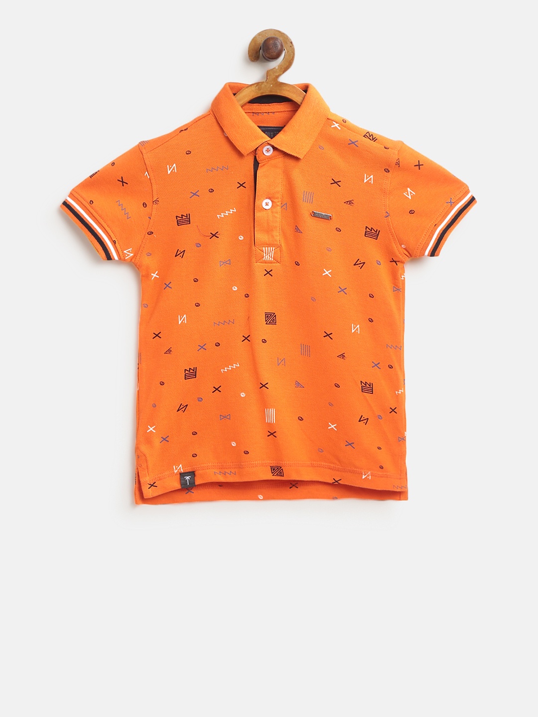 

Palm Tree Boys Orange Printed Polo Collar T-shirt