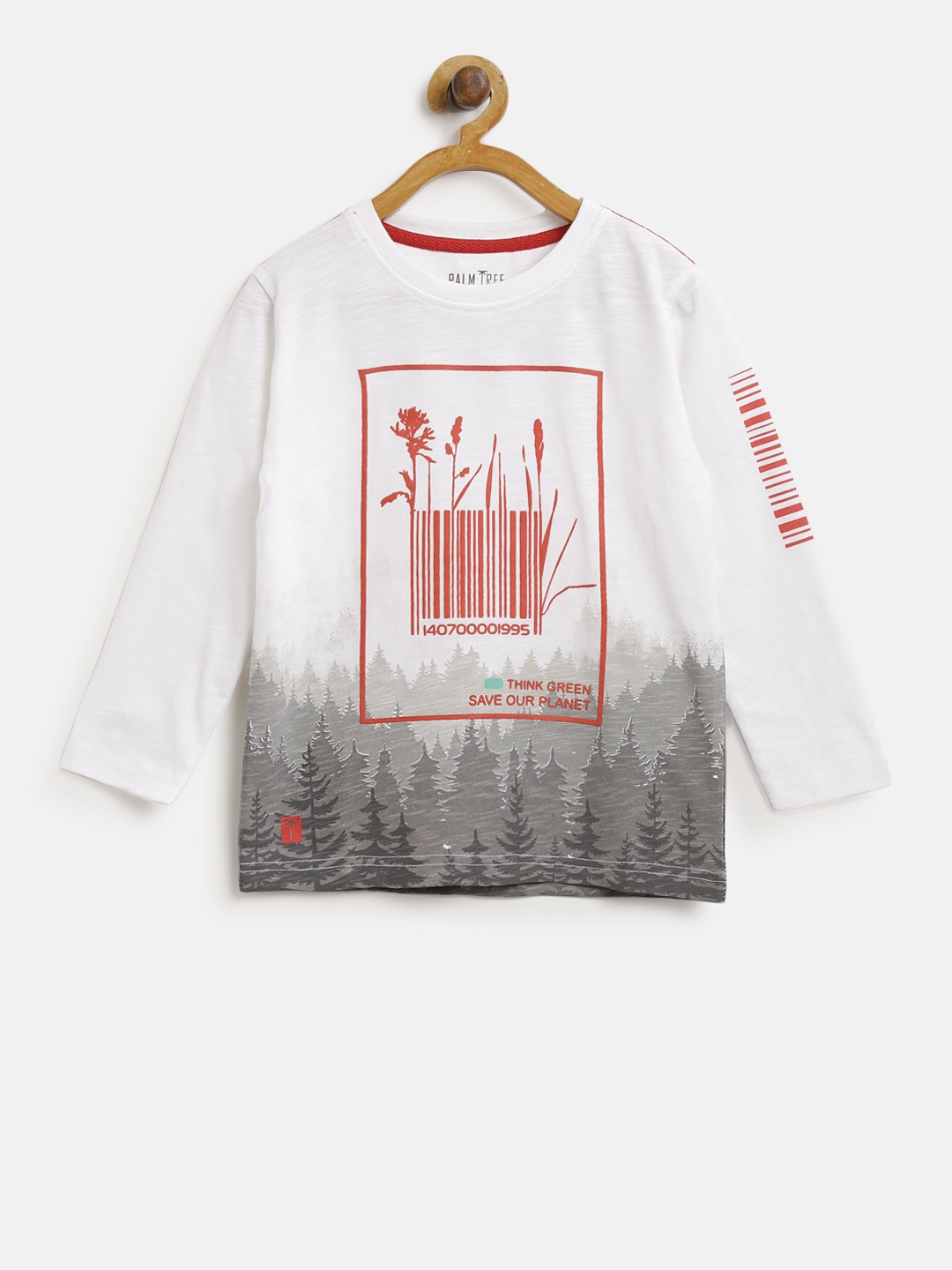

Palm Tree Boys White & Grey Printed Round Neck T-shirt
