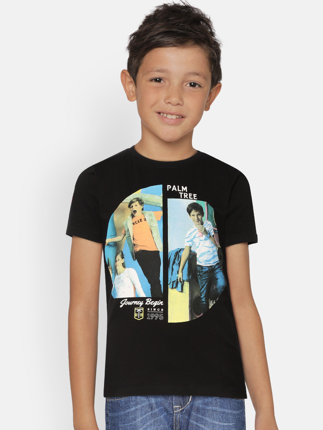 

Palm Tree Boys Black Printed Round Neck T-shirt