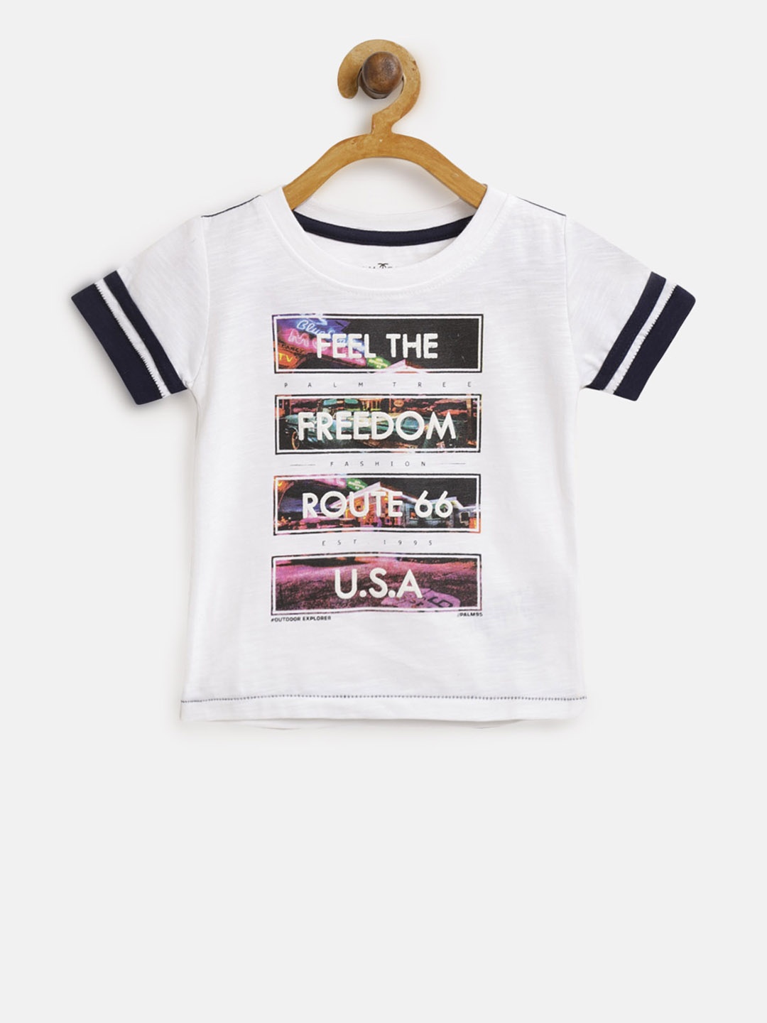 

Palm Tree Boys White Printed Round Neck T-shirt