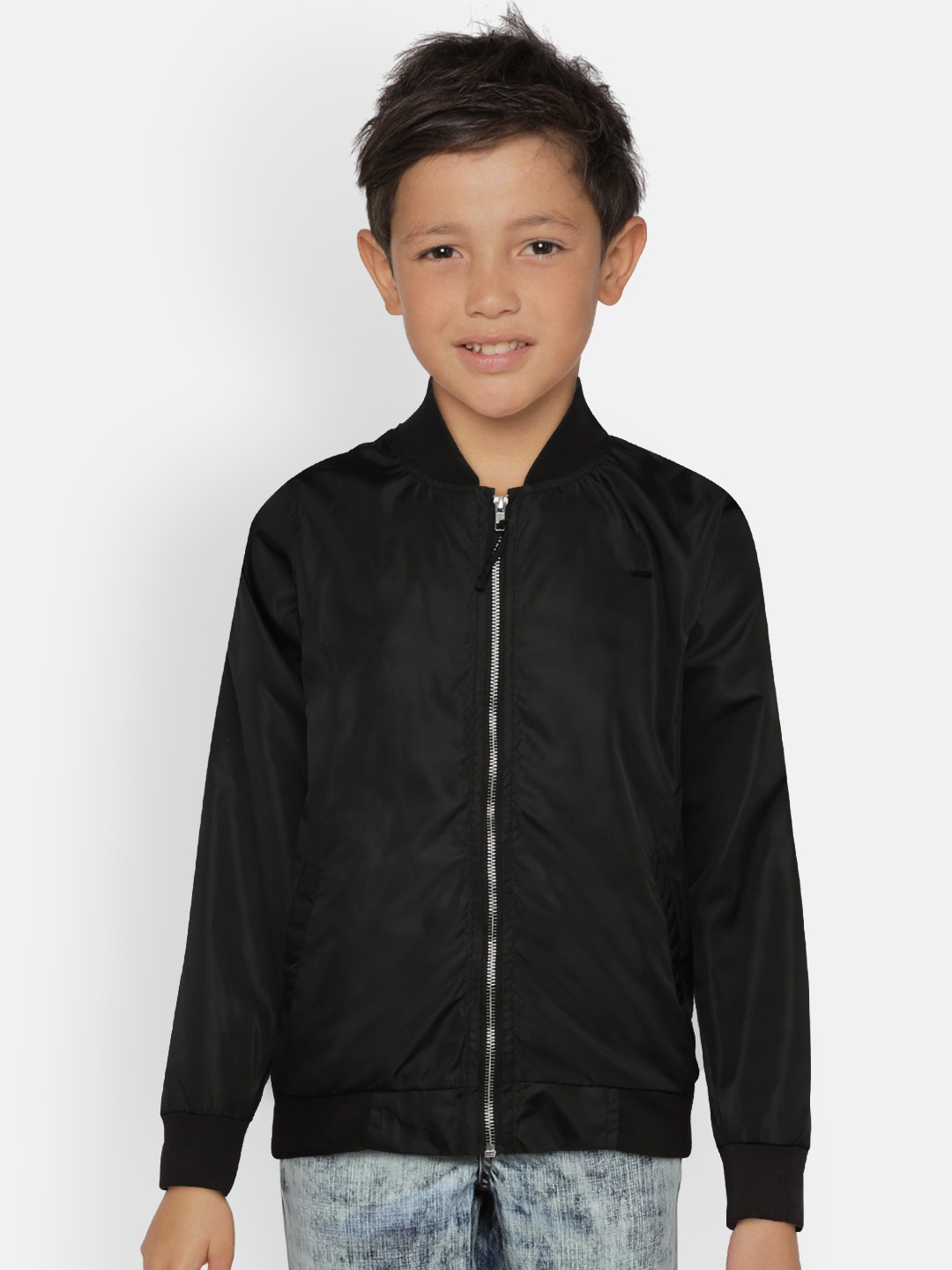 

Gini and Jony Boys Black Solid Bomber Jacket